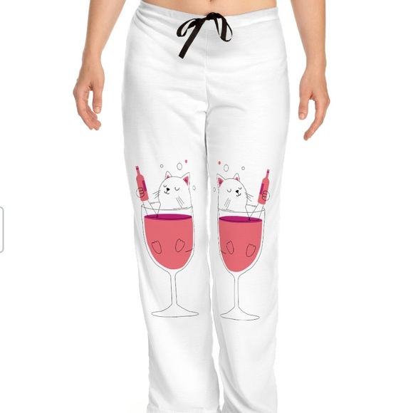 Women's Pajama Pants | wine | cat | bottoms |clothing - Picture 3 of 4